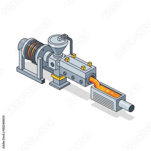 Automated Metal or Plastic Foundry Manufacturing Illustration