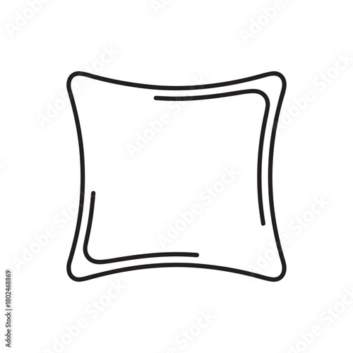 Simple line drawing of a rectangular cushion or pillow design