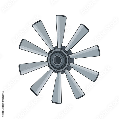 Top View Engine Radiator Cooling Fan Blade Assembly Vector