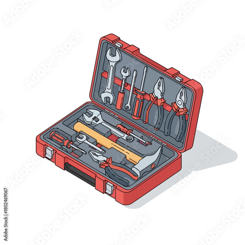 Open Hand Tools Kit and Equipment Box Vector