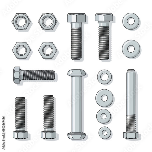 Assorted Metal Fasteners Hardware Components Art