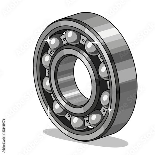 Metallic Industrial Precision Ball Bearing Component Vector
