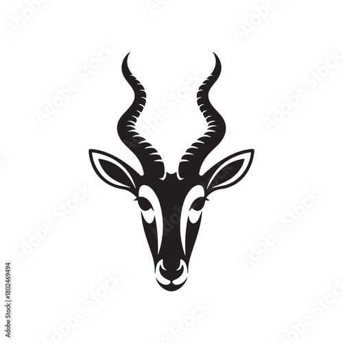 Stylized Black and White Antelope logo design