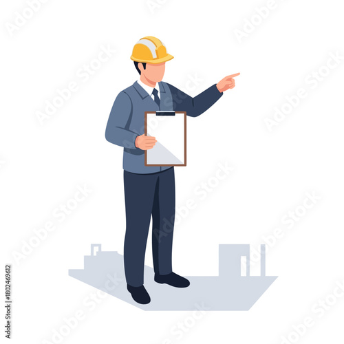 Industrial Supervisor Directing Work Minimalist Art