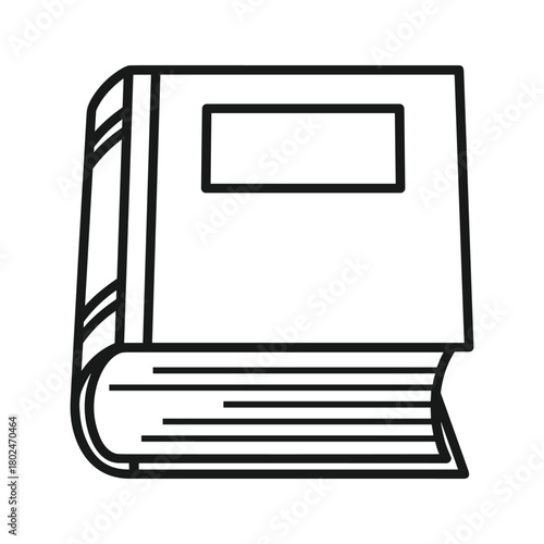 Line art icon of a classic closed hardcover book, representing education, knowledge, reading, and learning.