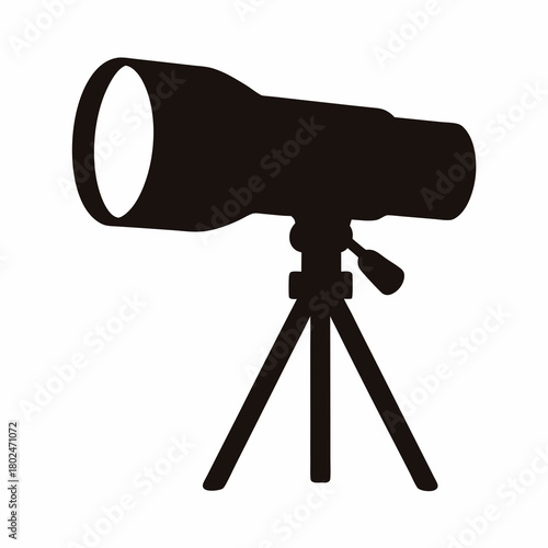 Silhouette of a telescope on a tripod, ready for astronomical observation
