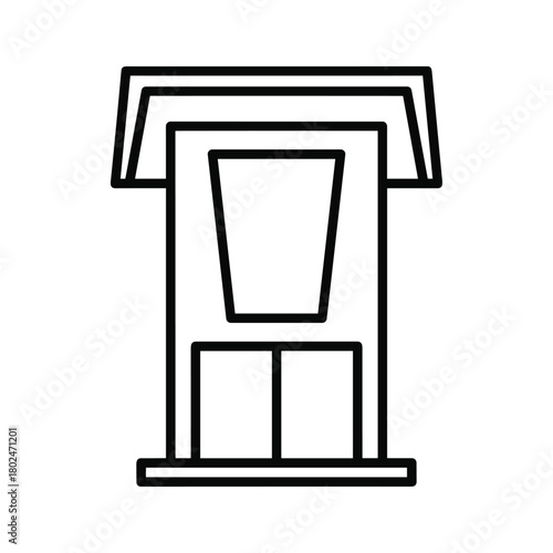 Automated teller machine line icon for banking transactions, financial services, money withdrawal, and deposit.