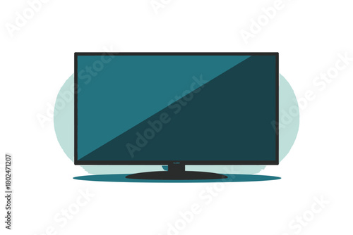 A modern flat-screen television is displayed against a light background with blue accents.