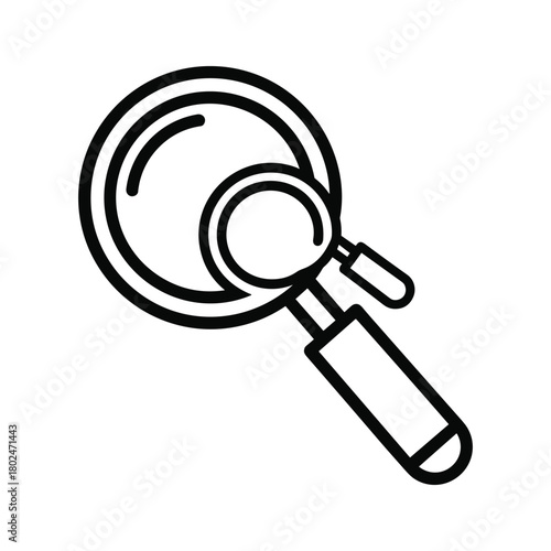 Magnifying glass icon illustrating detailed search and close examination process concept, finding specific information