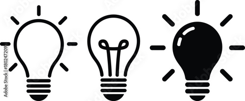 Illumination and solution concept with diverse light bulb icons