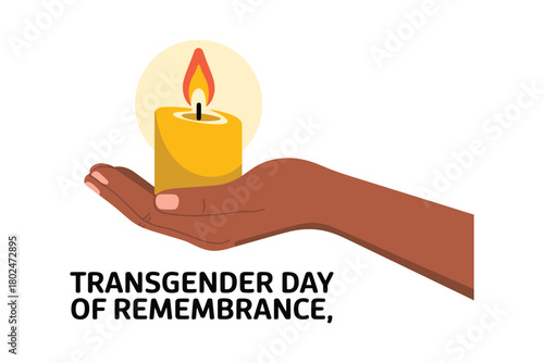 A hand holds a lit candle for Transgender Day of Remembrance.