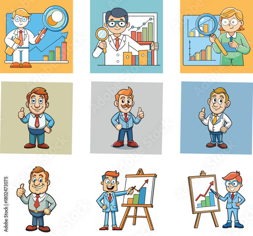 Set of cartoon office workers and people illustration