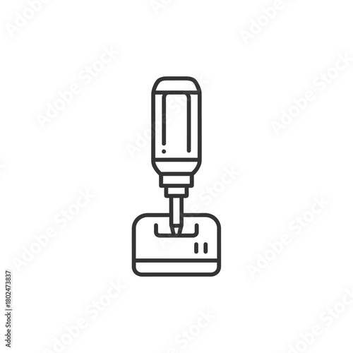 Outline Icon of a Car Gear Shift Lever with Rectangular Base.
