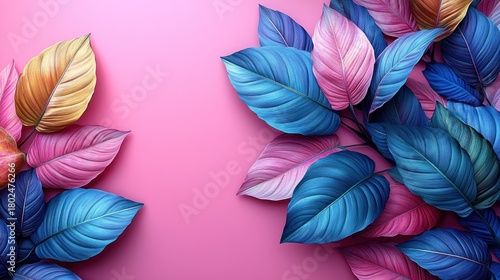 Vibrant leaves create a colorful background in a lively artistic design
