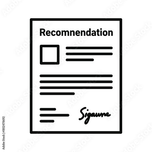 Recommendation document icon illustrating official endorsement or approval, perfect for business and legal concepts