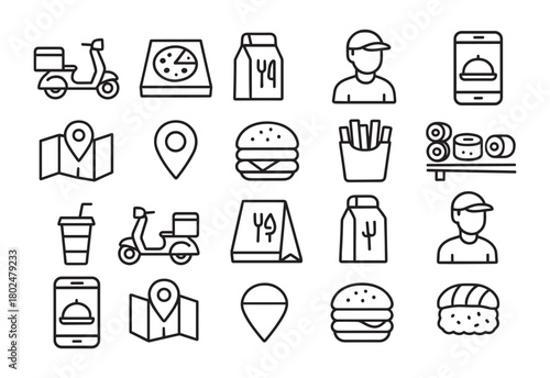 Food Delivery Service Icons set