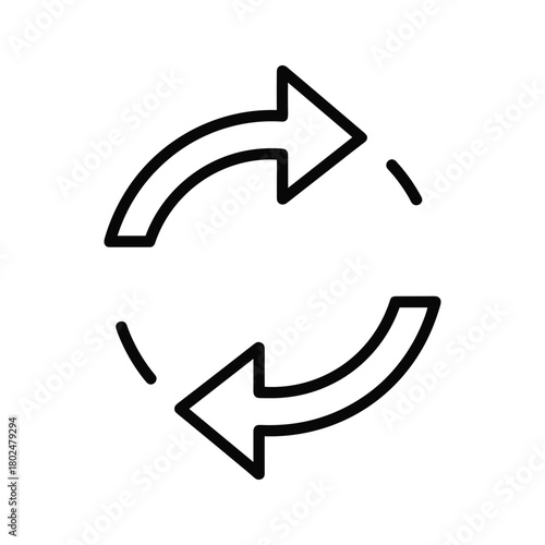 Refresh update synchronization icon. circular arrows symbolizing reload, cycle, repeat, loop, or process flow.