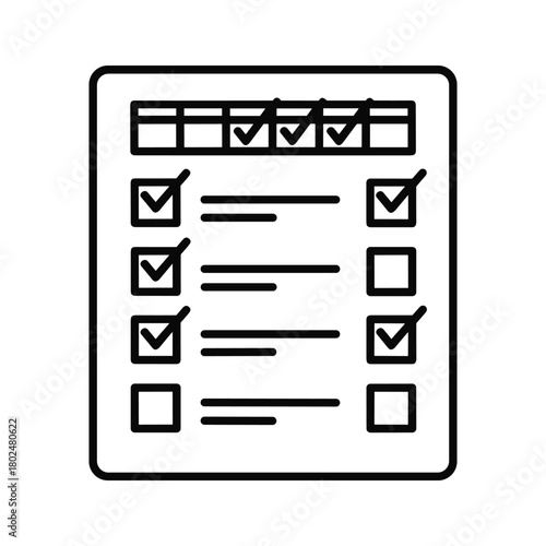 Checklist icon showing checked boxes, symbolizing task completion, survey progress, or successful report document.