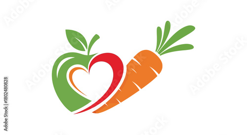 Colorful abstract apple and carrot art symbolizing health and nutrition