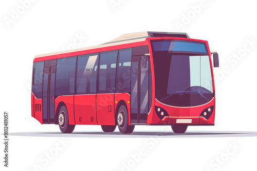 A colorful cartoon bus featuring a melancholic expression on a clean white background