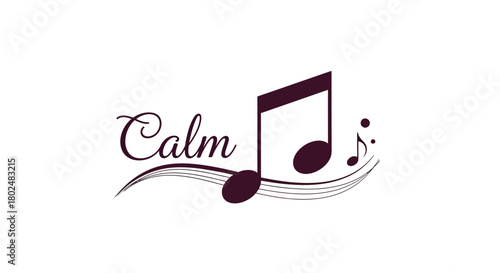 Elegant musical note with calm script and flowing lines design