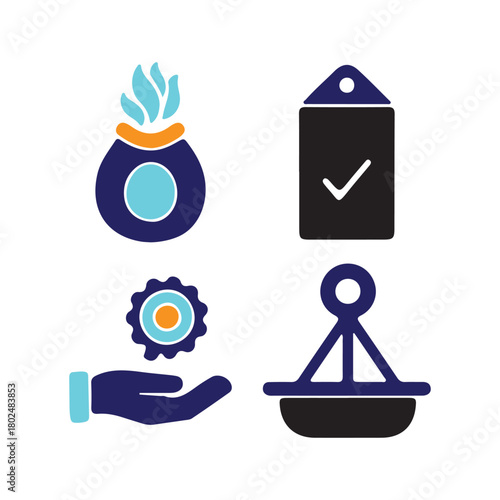 Business and finance icons isolated on