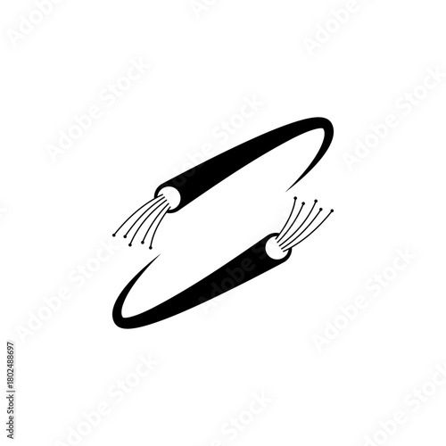 Vector icon of two fiber optic cable ends, symbolizing fast internet, modern communication, and data connection.