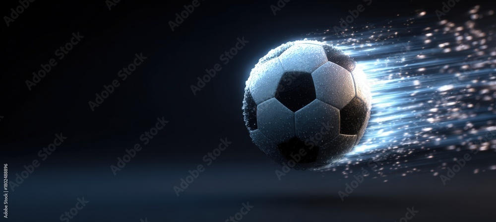 Fototapeta premium Dynamic 3D Soccer Ball Leaping from Digital Betting App with Motion Blur