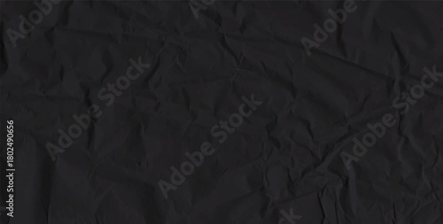 Vintage paper vector with black craft surface, fold marks, and crumple texture. Old cardboard background for rustic graphic design, scrapbook, collage or stationery layout.