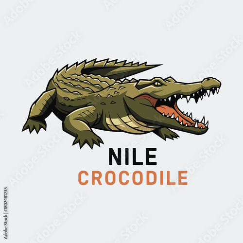 Aggressive Nile Crocodile Mascot Logo