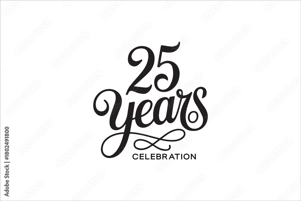 Αυτοκόλλητο Elegant 25 Years Celebration Typography Design – Anniversary Calligraphy