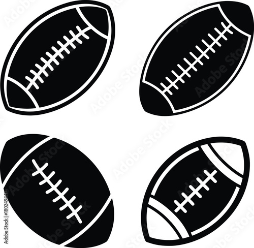 American football outline silhouette set