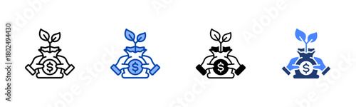 Investing icon set multiple style collection