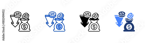 Income icon set multiple style collection