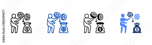 Financial Freedom icon set multiple style collection