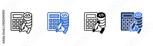 Budgeting icon set multiple style collection