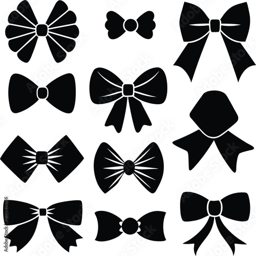 Bow silhouette bow tie silhouette hair bow silhouette illustration