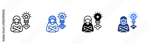 Confidence icon set multiple style collection