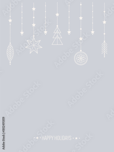 New Year and Christmas card with simple linear ornaments