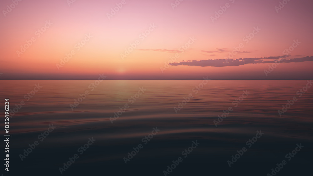 Fototapeta premium Calm Ocean Sunset with Pink and Orange Sky