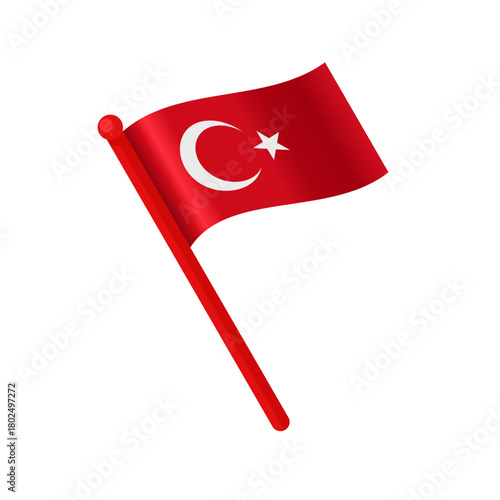 Turkey waving flag isolated vector illustration