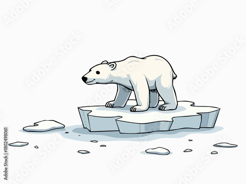 Polar Bear on Arctic Ice Floe Vector Illustration