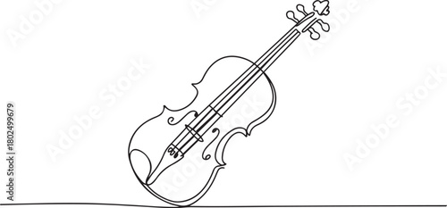 Violin continuous one line drawing. Classic violin music instrument single line art illustration. Editable vector. one line Icon drawing with white background