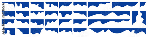 Collection of blue wavy borders and dividers on white background