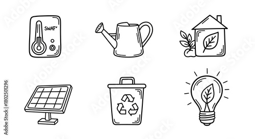 Eco-friendly icons: sustainable energy and green living concepts