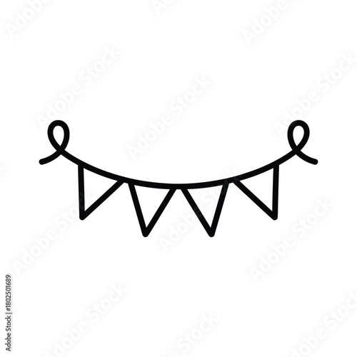 Simple hand drawn bunting flags decoration line art