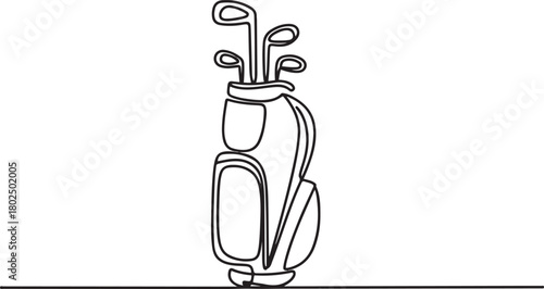 Golf bag continuous one line drawing. Single line art illustration of golf equipment. Editable vector, Golf bag continuous line. one line Icon drawing with white background