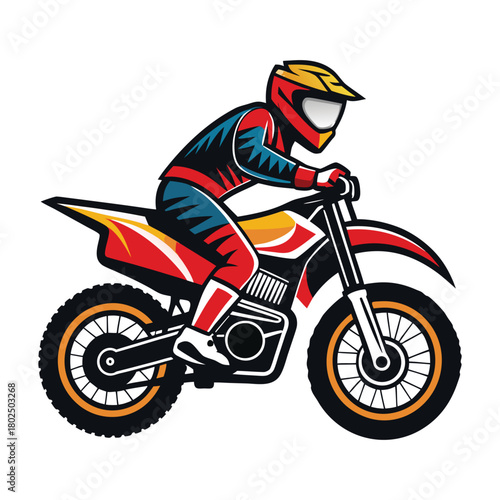 Man riding red motorcycle on road