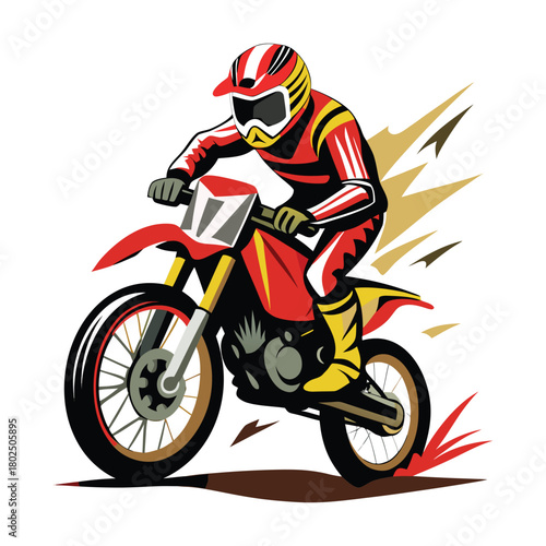 man riding red motorcycle on white background