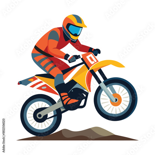 Man riding a red motorcycle on a bike